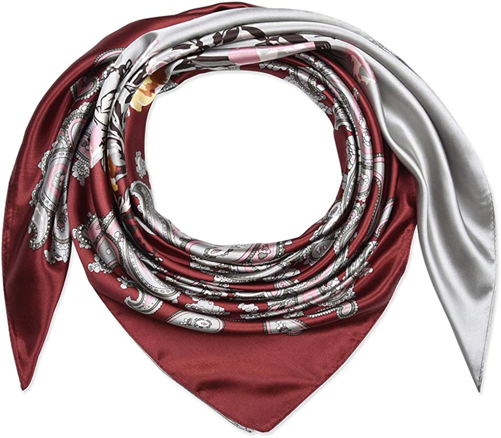 35 X 35 Women Square Satin Silk like Head Scarf Hair Wrap Night Sleeping Decoration Apparel & Accessories > Clothing Accessories > Bandanas & Headties corciova   
