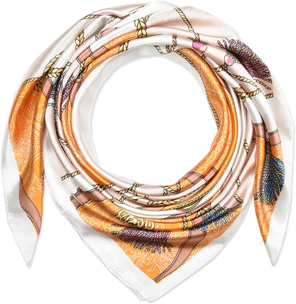 35 X 35 Women Square Satin Silk like Head Scarf Hair Wrap Night Sleeping Decoration Apparel & Accessories > Clothing Accessories > Bandanas & Headties corciova   