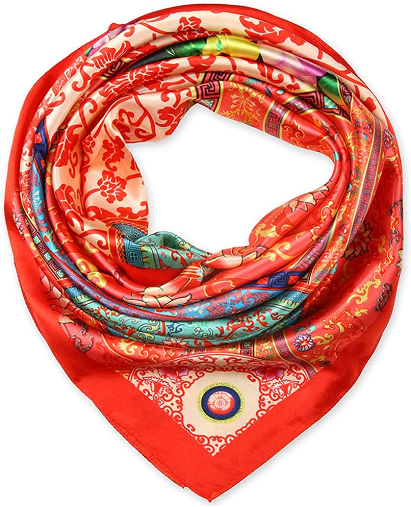 35 X 35 Women Square Satin Silk like Head Scarf Hair Wrap Night Sleeping Decoration Apparel & Accessories > Clothing Accessories > Bandanas & Headties corciova   