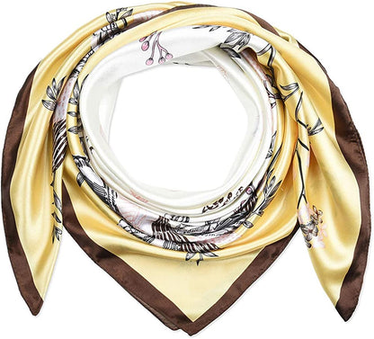 35 X 35 Women Square Satin Silk like Head Scarf Hair Wrap Night Sleeping Decoration Apparel & Accessories > Clothing Accessories > Bandanas & Headties corciova   