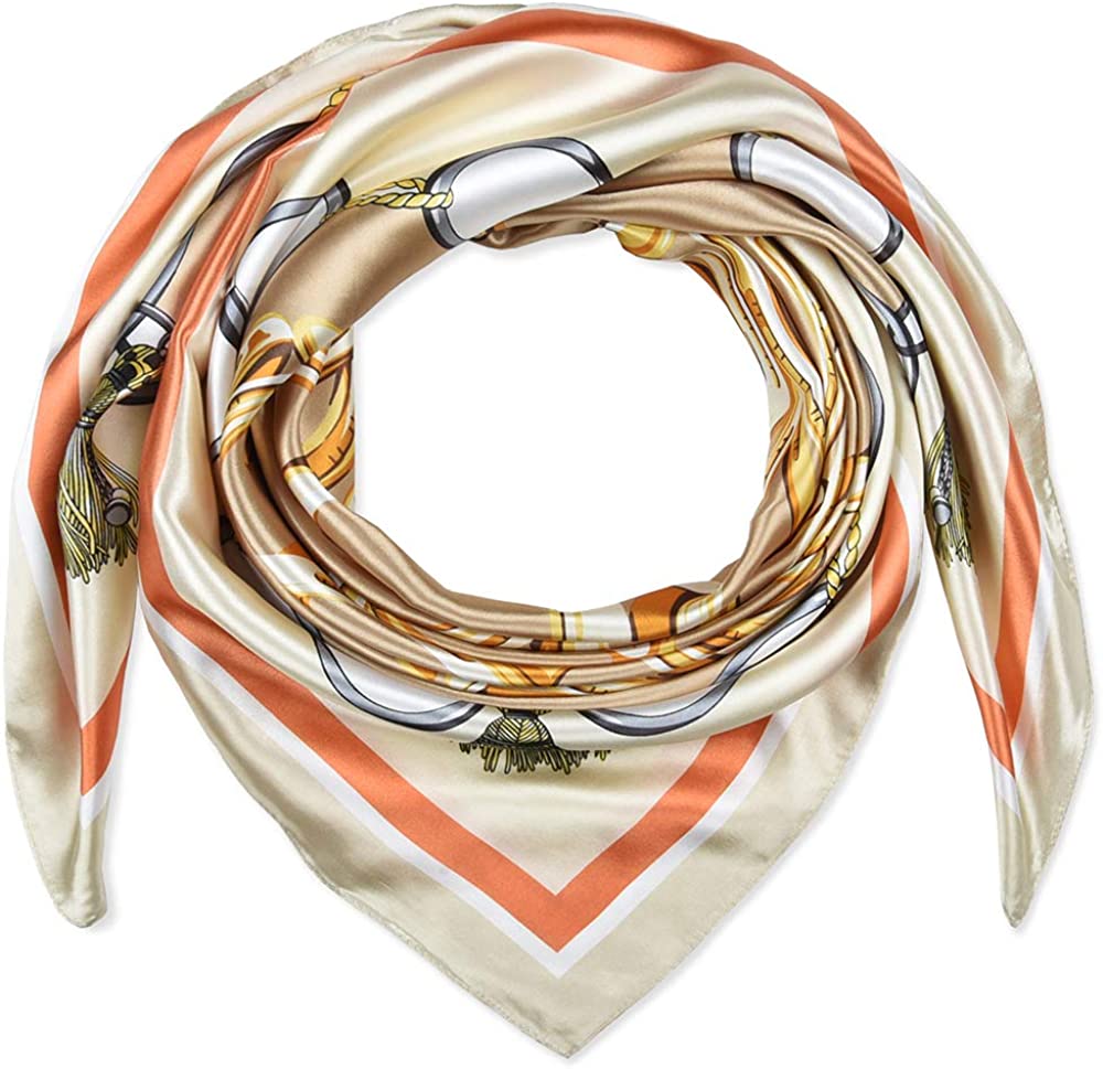 35 X 35 Women Square Satin Silk like Head Scarf Hair Wrap Night Sleeping Decoration Apparel & Accessories > Clothing Accessories > Bandanas & Headties corciova   