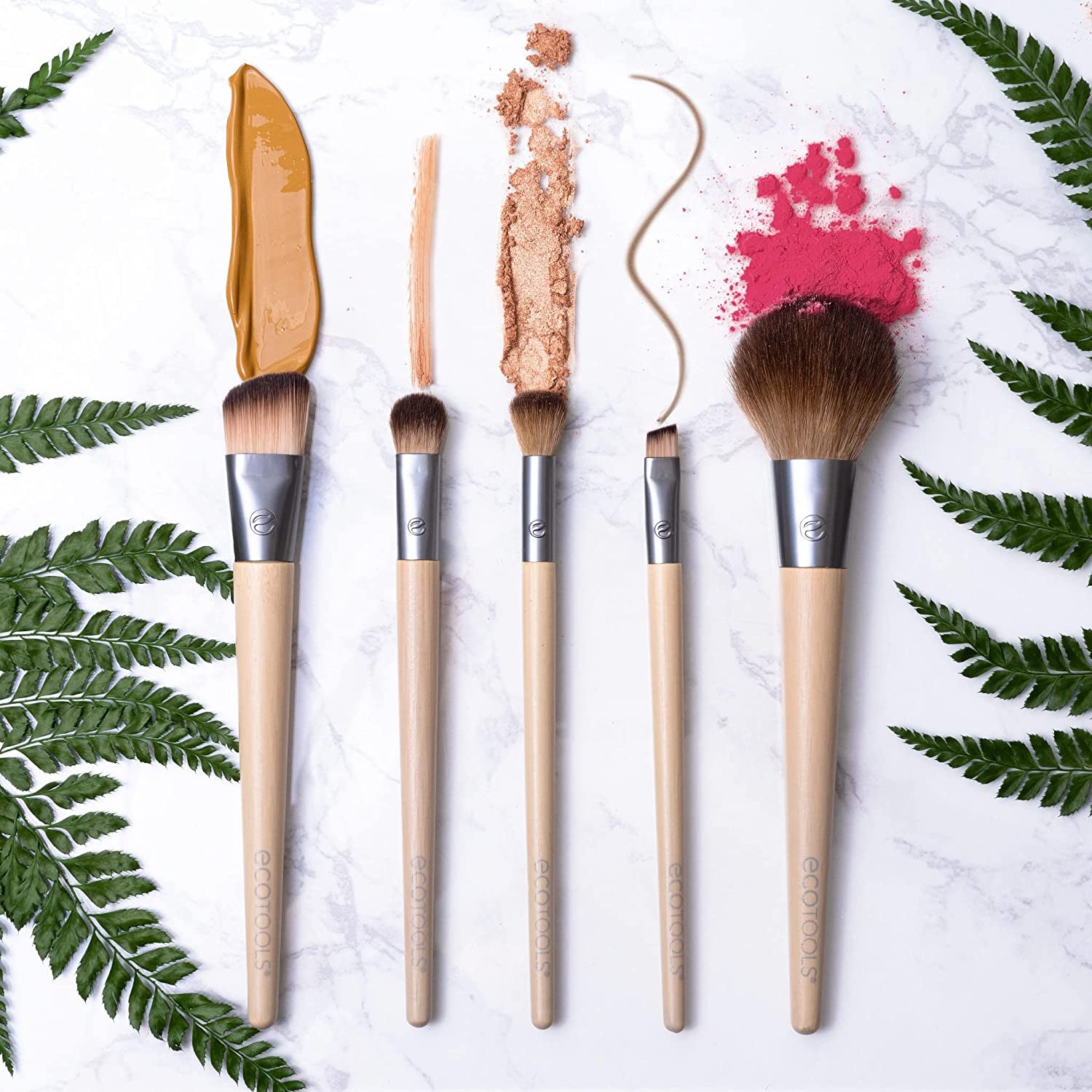 Ecotools Makeup Brush Set for Eyeshadow, Foundation, Blush, and Concealer with Bonus Storage Case, Start the Day Beautifully, Travel Friendly, 6 Piece Set Health & Beauty > Personal Care > Cosmetics > Cosmetic Tools > Makeup Tools EcoTools   