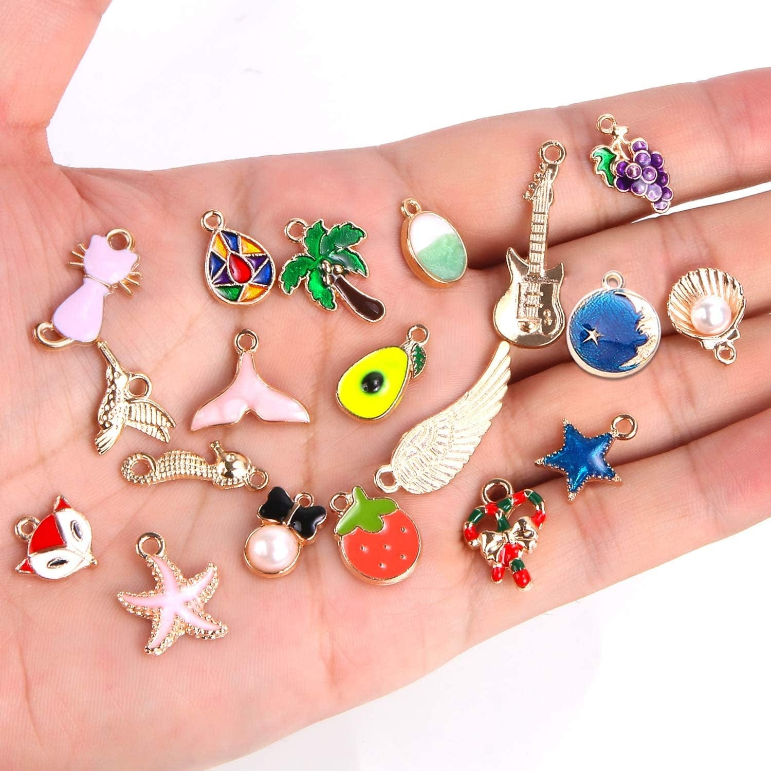 350Pcs Wholesale Bulk Lots Jewelry Making Charms Assorted Gold Plated Enamel Pendants for DIY Necklace Bracelet Earring Craft Supplies