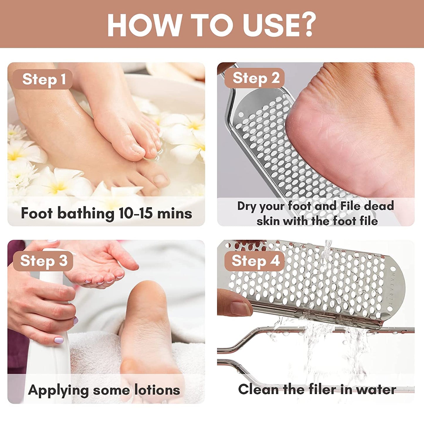 Makartt Callus Remover for Feet Metal Foot Rasp File Professional Colossal Stainless Steel Foot Scrubber Dead Skin Remover Pedicure Supplies for Foot Care, Can Be Used on Both Dry and Wet Feet Health & Beauty > Personal Care > Foot Care Makartt   