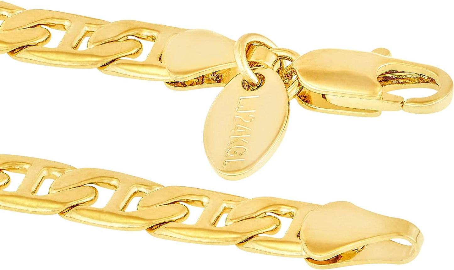 LIFETIME JEWELRY 5Mm Mariner Link Anklet for Women & Girls 24K Gold Plated Bracelet Apparel & Accessories > Jewelry > Anklets LIFETIME JEWELRY   