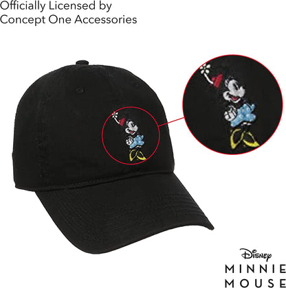 Concept One Disney Minnie Mouse Embroidered Cotton Adjustable Dad Hat, Baseball Cap with Curved Brim Apparel & Accessories > Clothing Accessories > Hats Concept One   