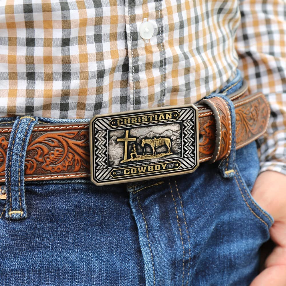Montana Silversmiths Christian Faith Series Attitude Western Belt Buckle (Beaming Christian Cowboy) Apparel & Accessories > Clothing Accessories > Belt Buckles Montana Silversmiths   