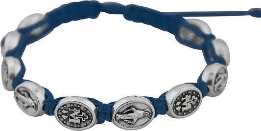 Good Shepherd Creations Adjustable Cord Bracelet with Miraculous Medals Apparel & Accessories > Jewelry > Bracelets Good Shepherd Creations Dark Blue  