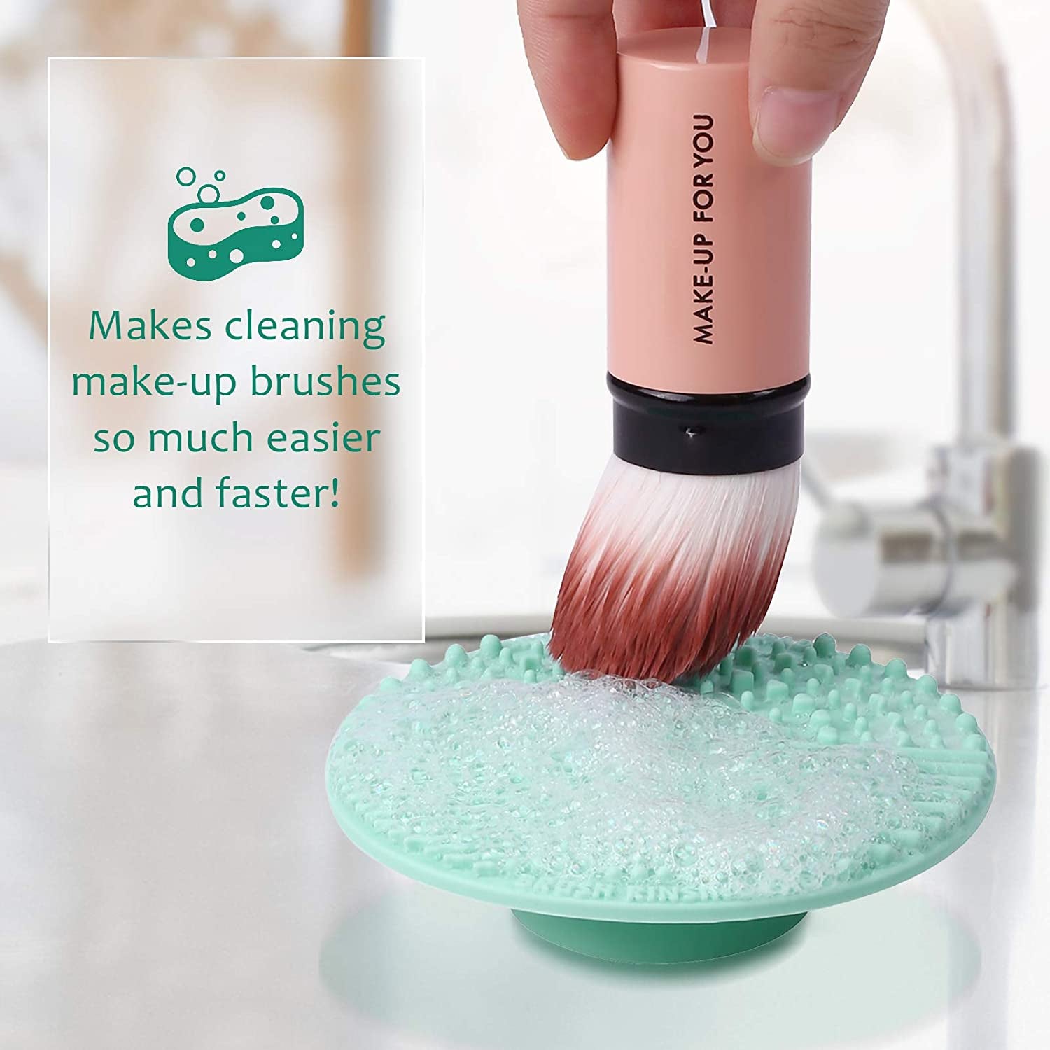 Brush Cleaning Mat, Silicone Makeup Cleaning Brush Scrubber Mat Portable Washing Tool Cosmetic Brush Cleaner with Suction Cup for Valentines Day Health & Beauty > Personal Care > Cosmetics > Cosmetic Tools > Makeup Tools Norate   