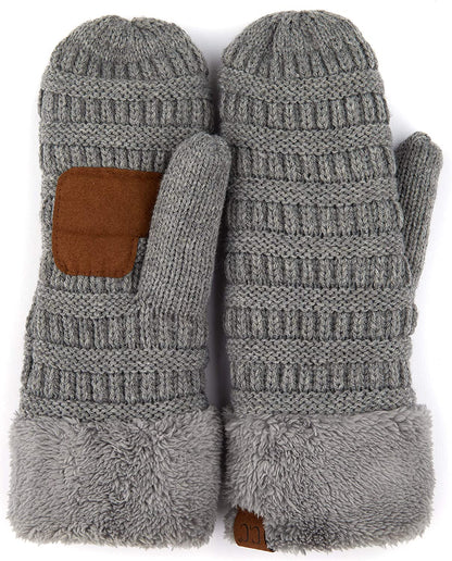 C.C Women Thick Knit Faux Fur Sherpa Fleece Lined Warm Winter Gloves Mittens (CG-36)(MT-008,25,715,816,1816,6245) Apparel & Accessories > Clothing Accessories > Gloves & Mittens C.C   