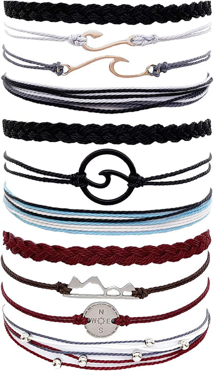 Long Tiantian Wave Bracelets for Teen Girls Cute Boho Braided String Beach Ocean Bracelet for Women Summer Jewelry Gift Apparel & Accessories > Jewelry > Bracelets Long tiantian Q  