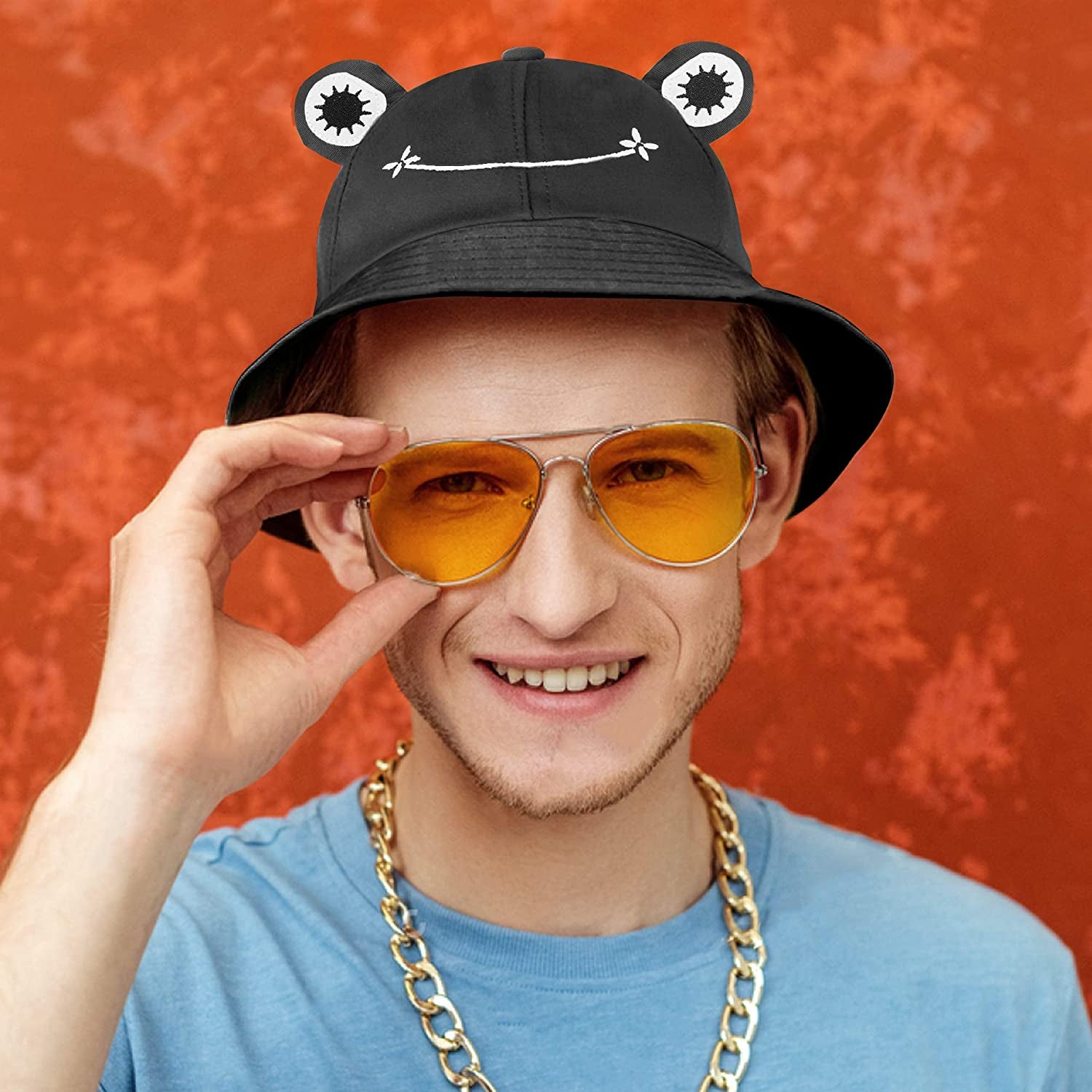 SAOROPEB Frog Hat for Adult Teens, Cute Frog Bucket Hat, Cotton Bucket Hat Funny Hat Fisherman Hat for Men Women Apparel & Accessories > Clothing Accessories > Hats SAOROPEB   