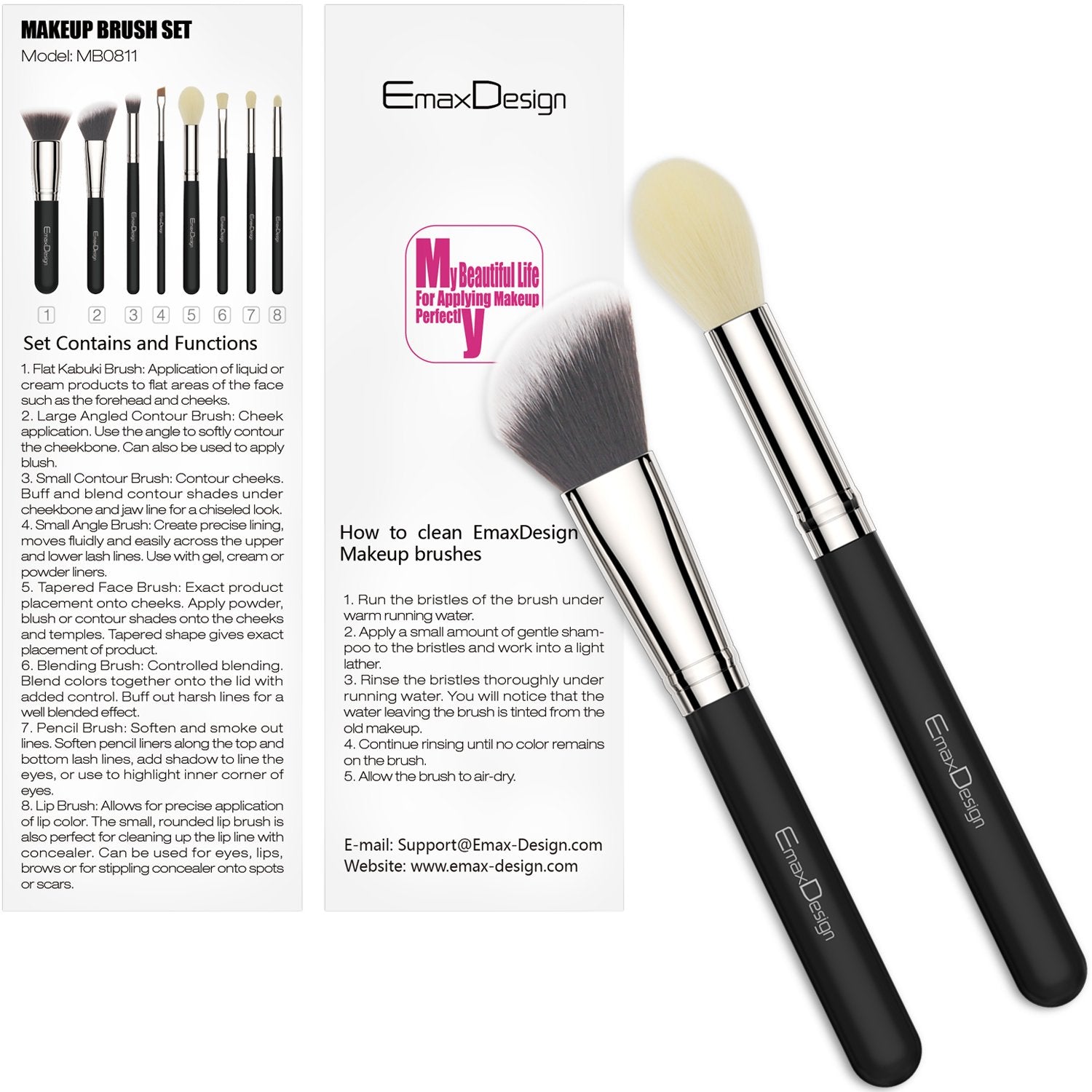 Emaxdesign 8 Pieces Makeup Brush Set Face Eye Shadow Eyeliner Foundation Blush Lip Makeup Brushes Powder Liquid Cream Cosmetics Blending Brush Tools (Silver Black) Health & Beauty > Personal Care > Cosmetics > Cosmetic Tools > Makeup Tools EmaxDesign   
