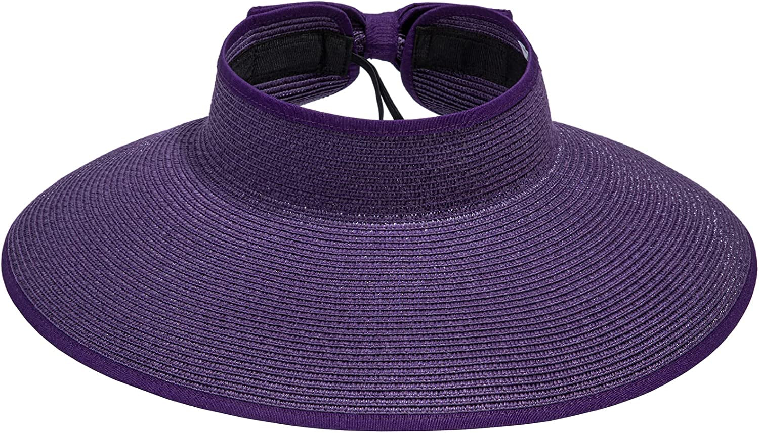 Simplicity Women'S UPF 50+ Wide Brim Roll-Up Straw Sun Hat Sun Visor Apparel & Accessories > Clothing Accessories > Hats Simplicity Purple  