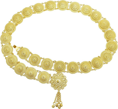 Idealway Indian Style 14 K Gold Plated Crystal Flower Turquoise Waist Belly Chains Dancing Beach Belt Body Jewelry Apparel & Accessories > Jewelry > Body Jewelry idealway A1  