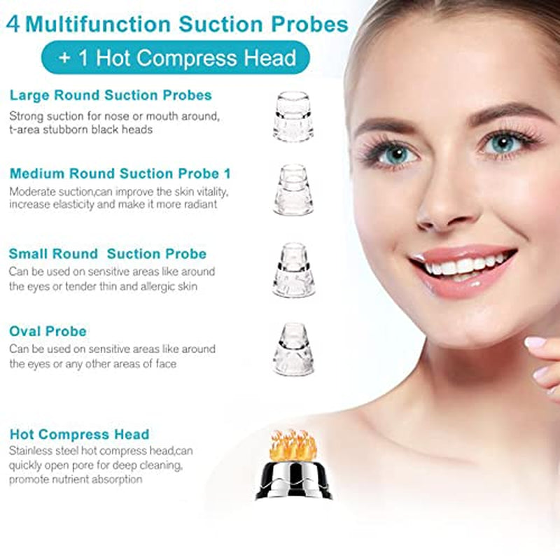 Handsomeface Blackhead Remover, Remover Vacuum Pore Cleaner Electric Suction, Facial Device Acne Comedone Extractor Tool USB with Hot Compress 5 Probes for Nose Face Women Health & Beauty > Personal Care > Cosmetics > Cosmetic Tools > Skin Care Tools Handsomeface   