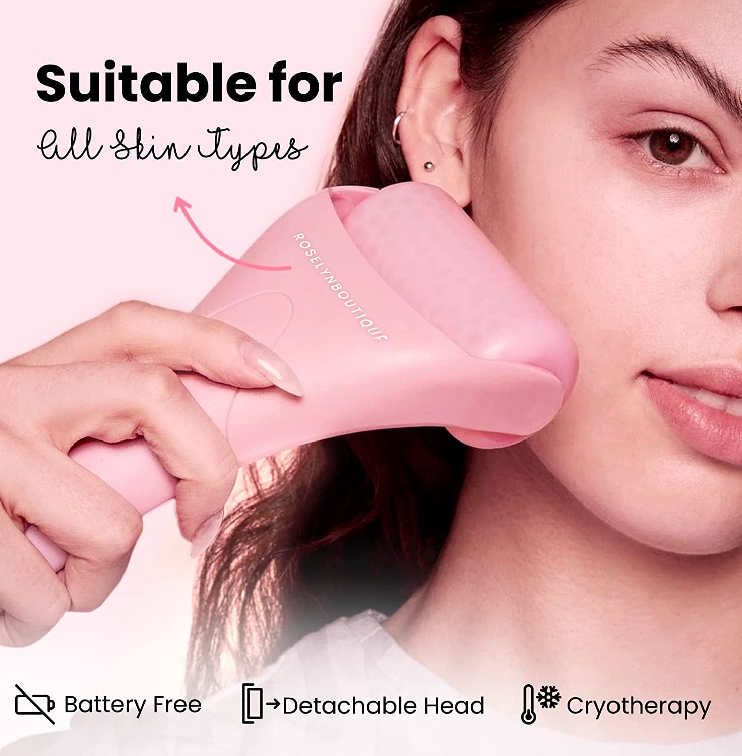 Ice Roller for Face Massage Stick Facial Skin Care Tools Face Roller Massager - Reduce Wrinkles Puffiness Migraine Pain Relief (Pink) Health & Beauty > Personal Care > Cosmetics > Cosmetic Tools > Skin Care Tools ROSELYNBOUTIQUE   