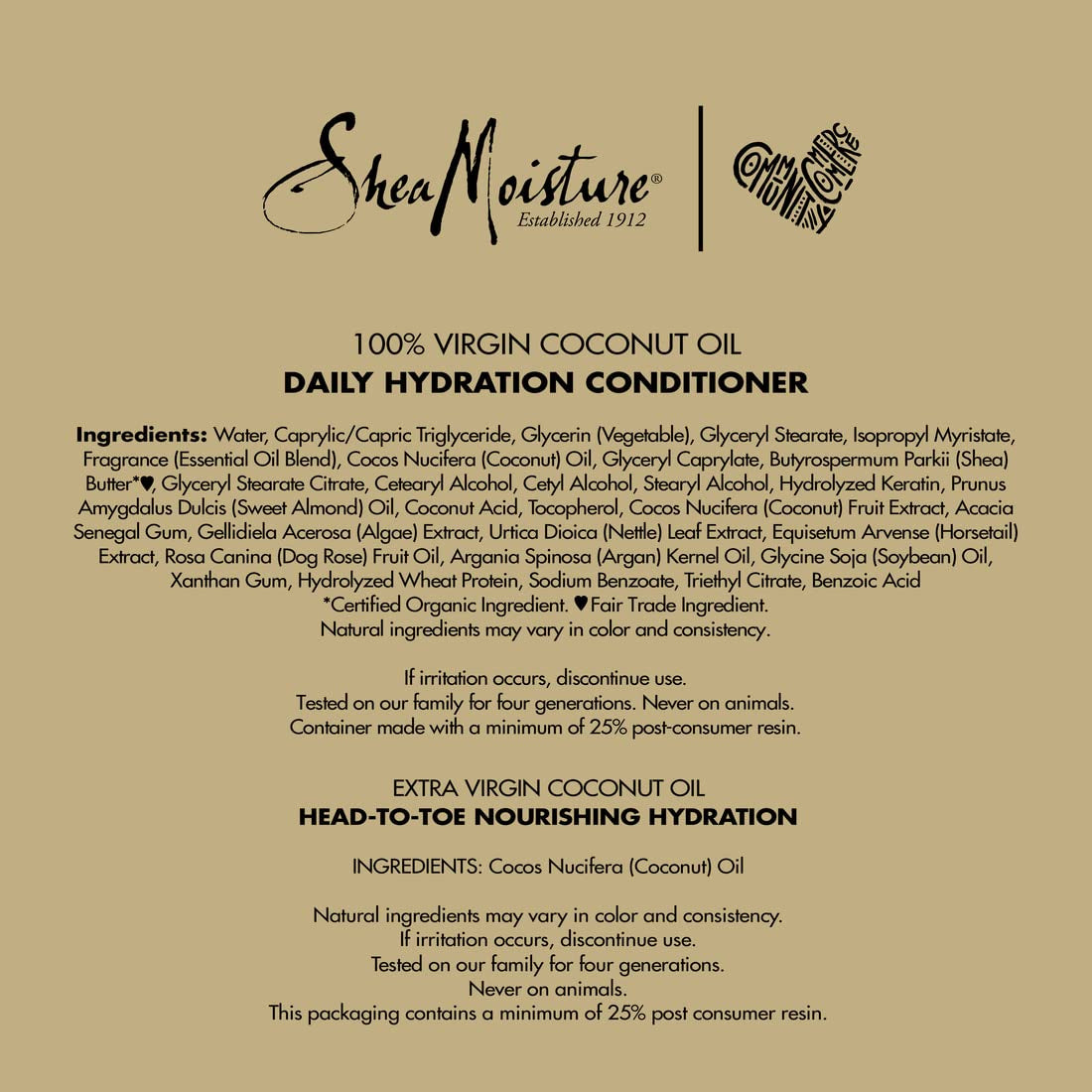 Sheamoisture 100 Percent Extra Virgin Coconut Oil Moisturizer and Leave-In Conditioner for Head-To-Toe Pampering Nourishing Hydration Skin and Hair Care with No Sulfates 2 Count Health & Beauty > Personal Care > Hair Care SheaMoisture   