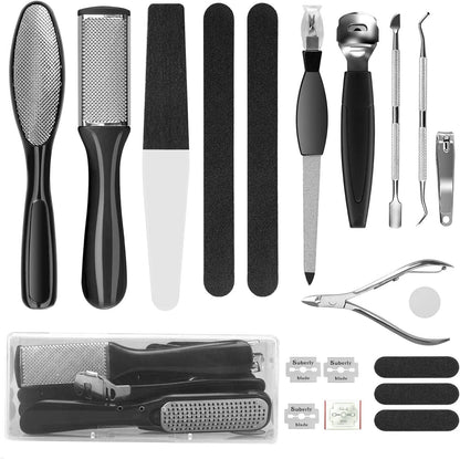 Professional Pedicure Kit, Rosmax 20 in 1 Pedicure Set Foot Scrubber Foot Care Kit Foot File Dead Skin Callus Remover, Foot Spa Set at Home Pedicure Tools Pedicure Supplies for Cracked Skin (Black) Health & Beauty > Personal Care > Foot Care Rosmax Life   