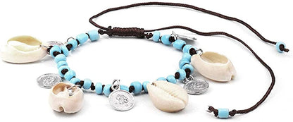 Softones Blue Starfish Turtle Anklet Multilayer Charm Beads Sea Handmade Boho Anklet Foot Jewelry for Women Girl Apparel & Accessories > Jewelry > Anklets Softones K:Shell  