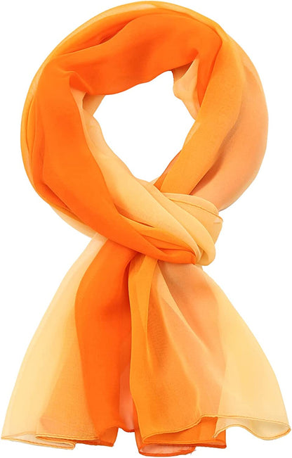 Ombre Silk Scarf Oblong Gradiente Scarves Lightweight Accent Scarfs for Women Apparel & Accessories > Clothing Accessories > Scarves & Shawls Yeieeo Oranges  