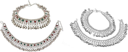 Efulgenz Indian Bollywood Faux Kundan Pearl Wedding Bridal Anklet Pair with Bells (2 Piece) Bracelet Payal Foot Jewelry Apparel & Accessories > Jewelry > Anklets Jaipur Art Jewellery Multipack of 2 (Multi, White)  