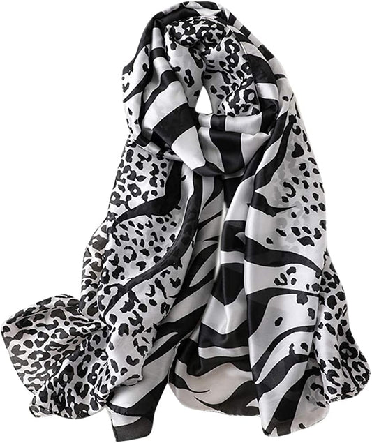 GERINLY Scarves - Animal Print Shawl Wraps Fashion Zebra Pattern Scarf for Women Apparel & Accessories > Clothing Accessories > Scarves & Shawls GERINLY Blackwhite  