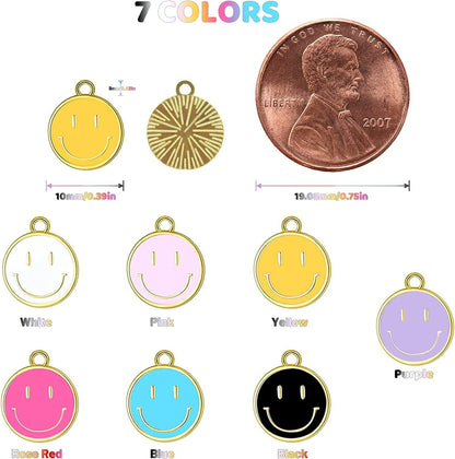 35Pcs Smiley Face Charms for Jewelry Making Colorful Happy Face Pendants Assorted Cute Ting Alloy Charms for DIY Necklace Bracelet Earring Keychain Making Supplies Craft for Women Girls (10Mm)