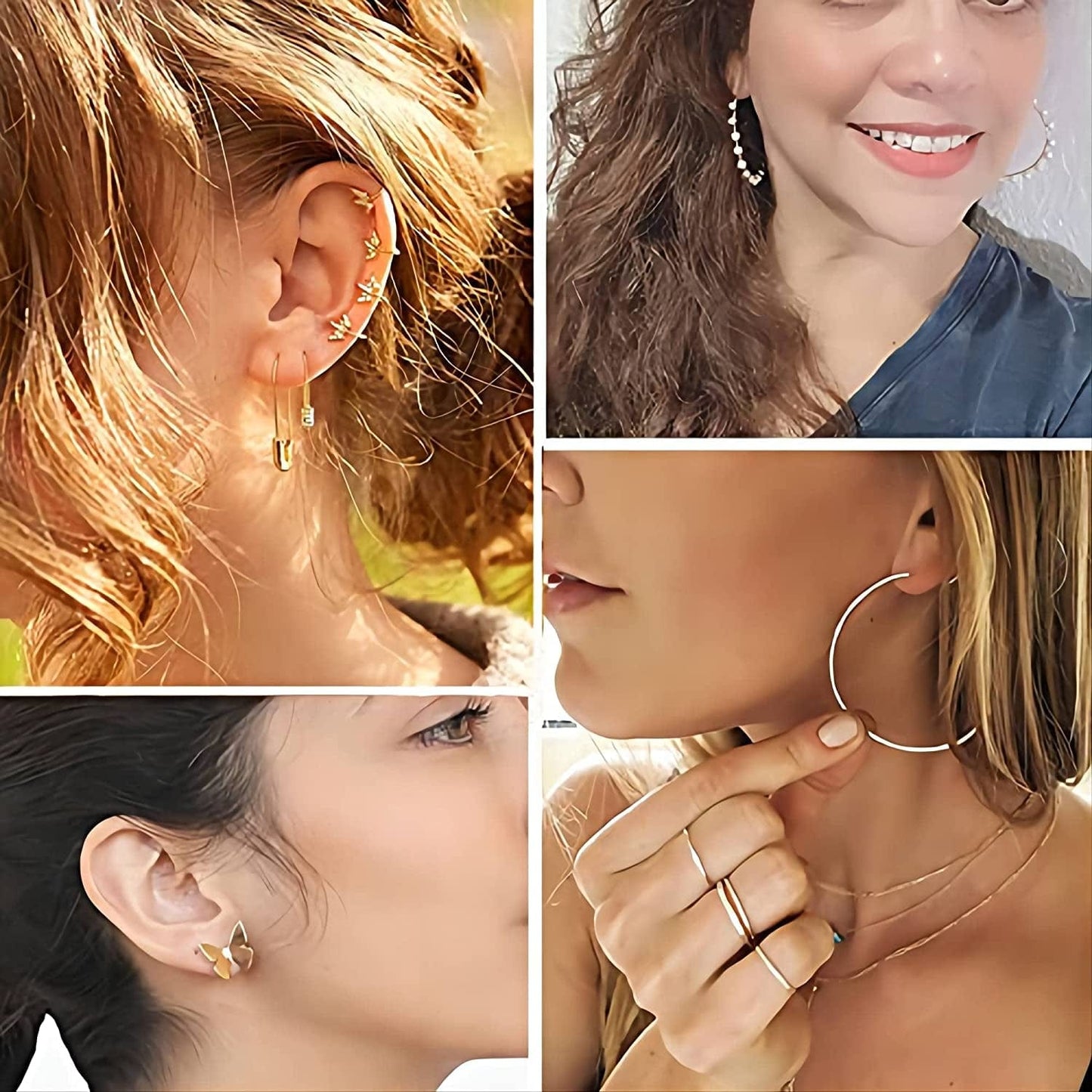36 Pairs Gold Hoop Earrings Set for Women Girls, Fashion Hoop Stud Drop Dangle Earrings Boho Statement Paperclip Hypoallergenic Earrings for Christmas Jewelry Gift