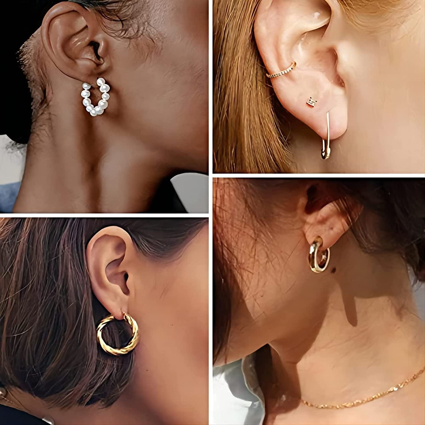36 Pairs Gold Hoop Earrings Set for Women Girls, Fashion Hoop Stud Drop Dangle Earrings Boho Statement Paperclip Hypoallergenic Earrings for Christmas Jewelry Gift