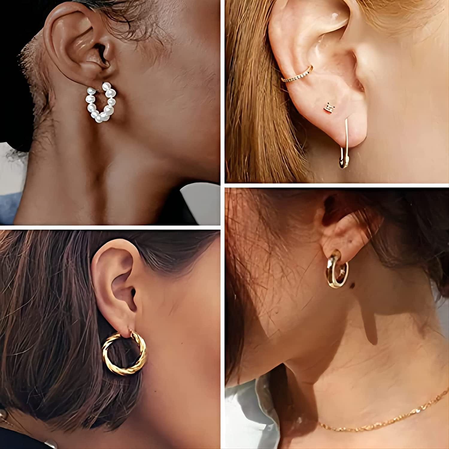 36 Pairs Gold Hoop Earrings Set for Women Girls, Fashion Hoop Stud Drop Dangle Earrings Boho Statement Paperclip Hypoallergenic Earrings for Christmas Jewelry Gift