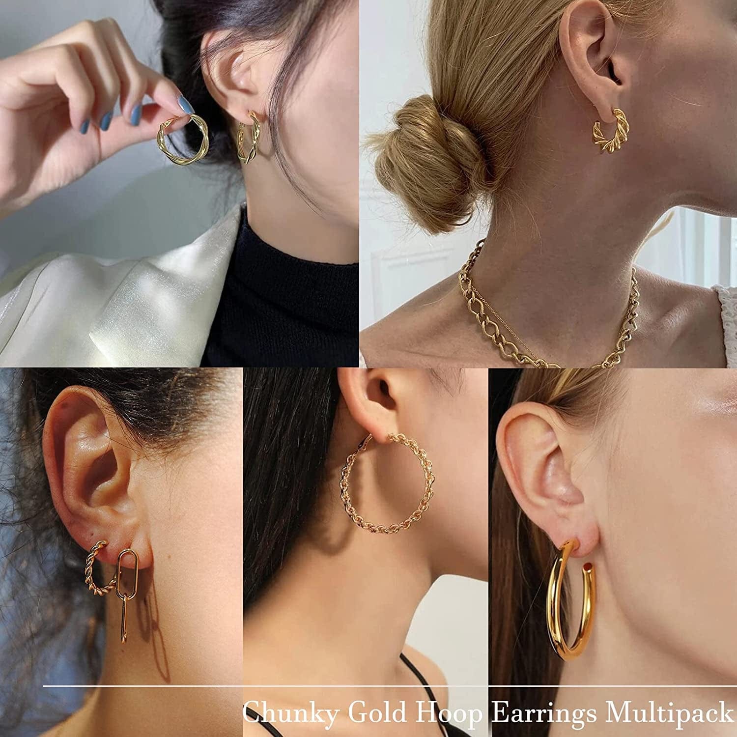 36 Pairs Gold Hoop Earrings Set for Women Girls Multipack, Hypoallergenic Chunky Chain Twisted Hoop Earrings Pack, Fashion Dangle Earrings Jewelry for Gift Apparel & Accessories > Jewelry > Earrings iF YOU   