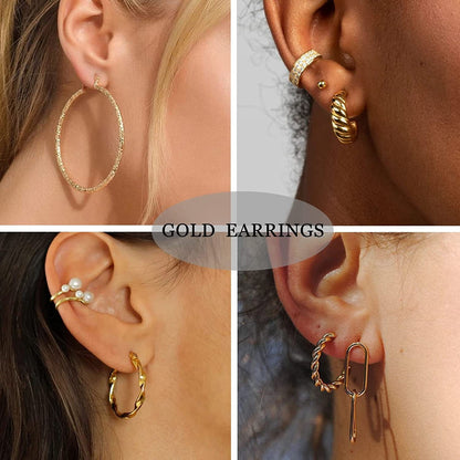 36 Pairs Gold Hoop Earrings Set for Women Girls Multipack, Hypoallergenic Chunky Chain Twisted Hoop Earrings Pack, Fashion Dangle Earrings Jewelry for Gift Apparel & Accessories > Jewelry > Earrings iF YOU   
