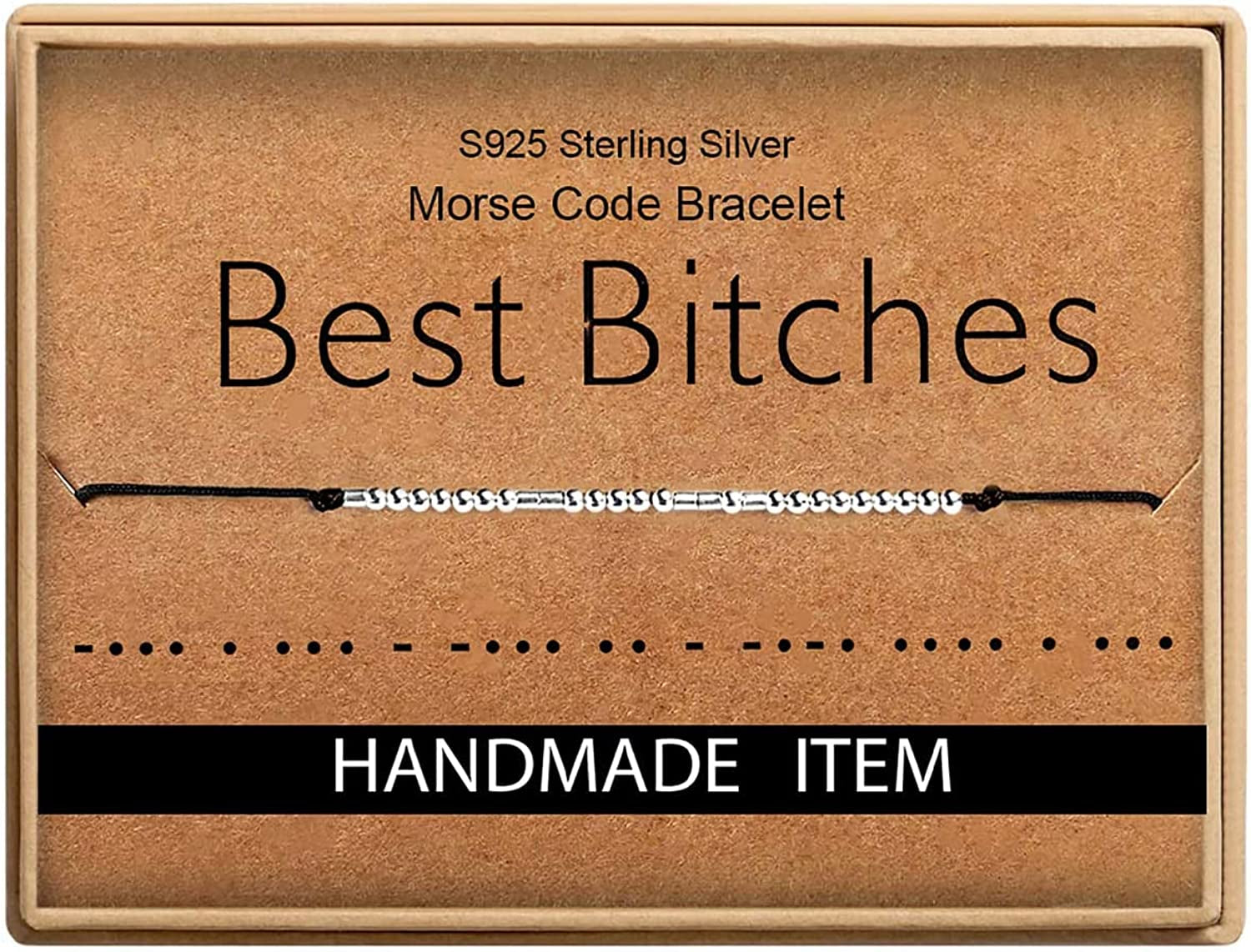 Inspirational Gifts for Women Morse Code Bracelets for Women Funny Bracelet for Friend Funny Christmas Gift for Women Apparel & Accessories > Jewelry > Bracelets Monily 04-Best Bitches  