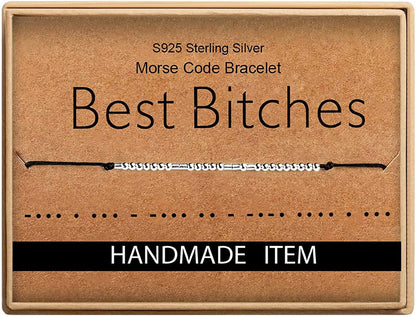 Inspirational Gifts for Women Morse Code Bracelets for Women Funny Bracelet for Friend Funny Christmas Gift for Women Apparel & Accessories > Jewelry > Bracelets Monily 04-Best Bitches  