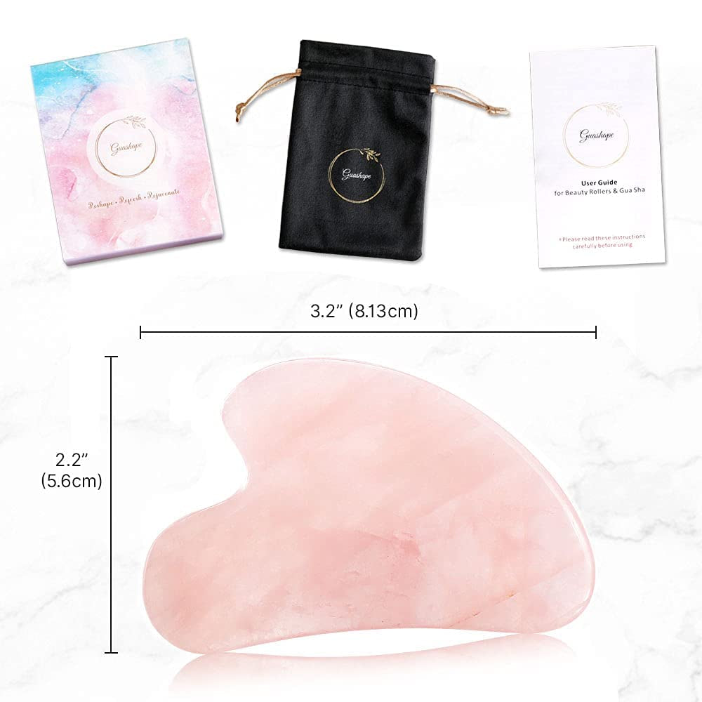 GUASHAPE Gua Sha Facial Tools, Face Stone, Natural Rose Quartz Gua Sha Stone, Guasha Tool for Face Sculpting, Shaping, Reduce Puffiness, Tension Relief, Gua Sha Massage Tool for Face, Eyes and Body Health & Beauty > Personal Care > Cosmetics > Cosmetic Tools > Skin Care Tools GUASHAPE   