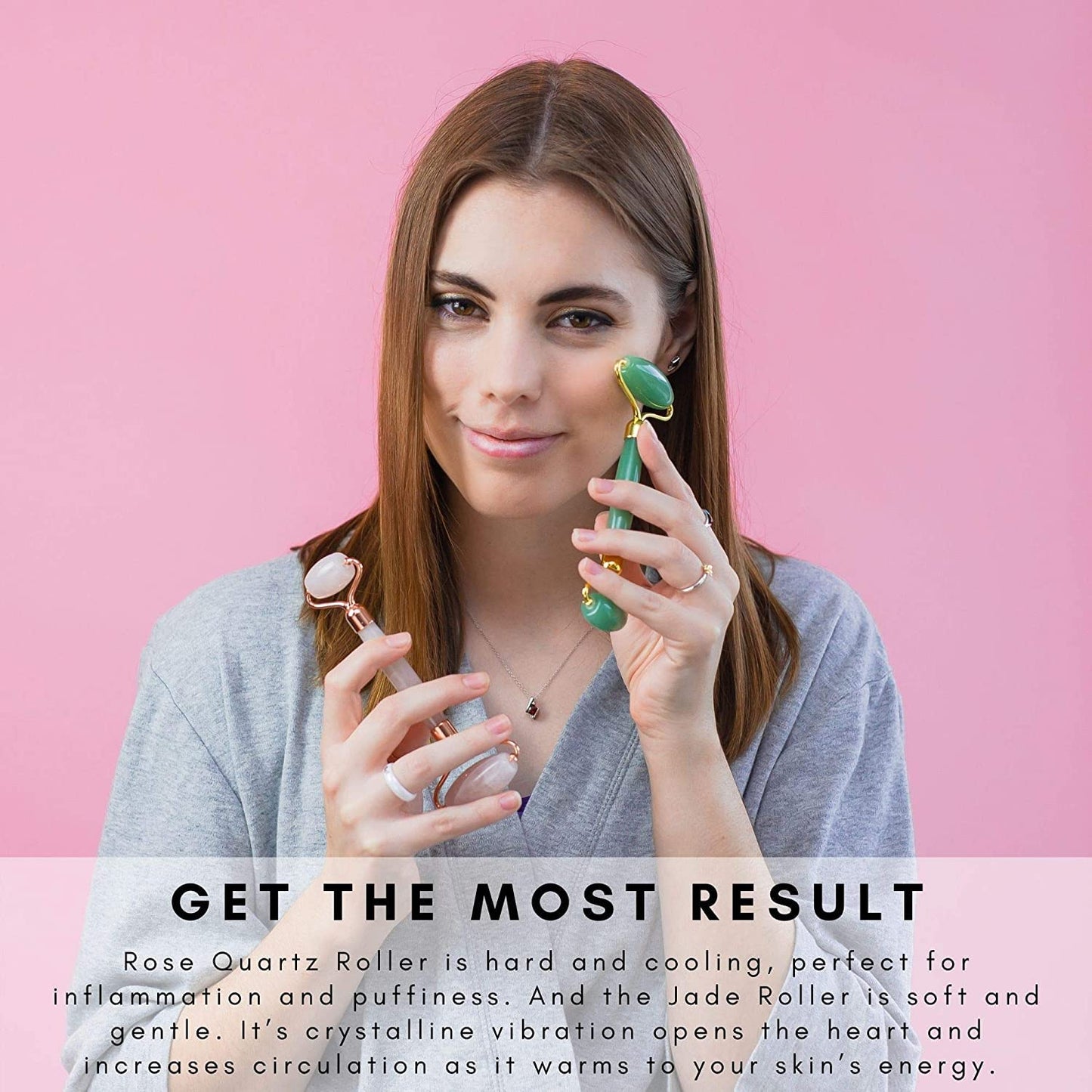 Authentic Jade Roller for Face, Rose Quartz Roller and Gua Sha Facial Tool Set - Face Roller: 100% Natural Jade, Face Massager/Facial Roller for Skin, Eyes, Neck - Authentic, Durable, Noiseless Design Health & Beauty > Personal Care > Cosmetics > Cosmetic Tools > Skin Care Tools MoValues   
