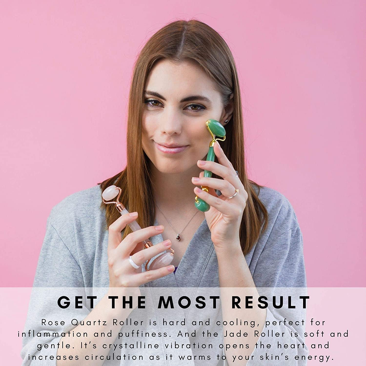 Authentic Jade Roller for Face, Rose Quartz Roller and Gua Sha Facial Tool Set - Face Roller: 100% Natural Jade, Face Massager/Facial Roller for Skin, Eyes, Neck - Authentic, Durable, Noiseless Design Health & Beauty > Personal Care > Cosmetics > Cosmetic Tools > Skin Care Tools MoValues   