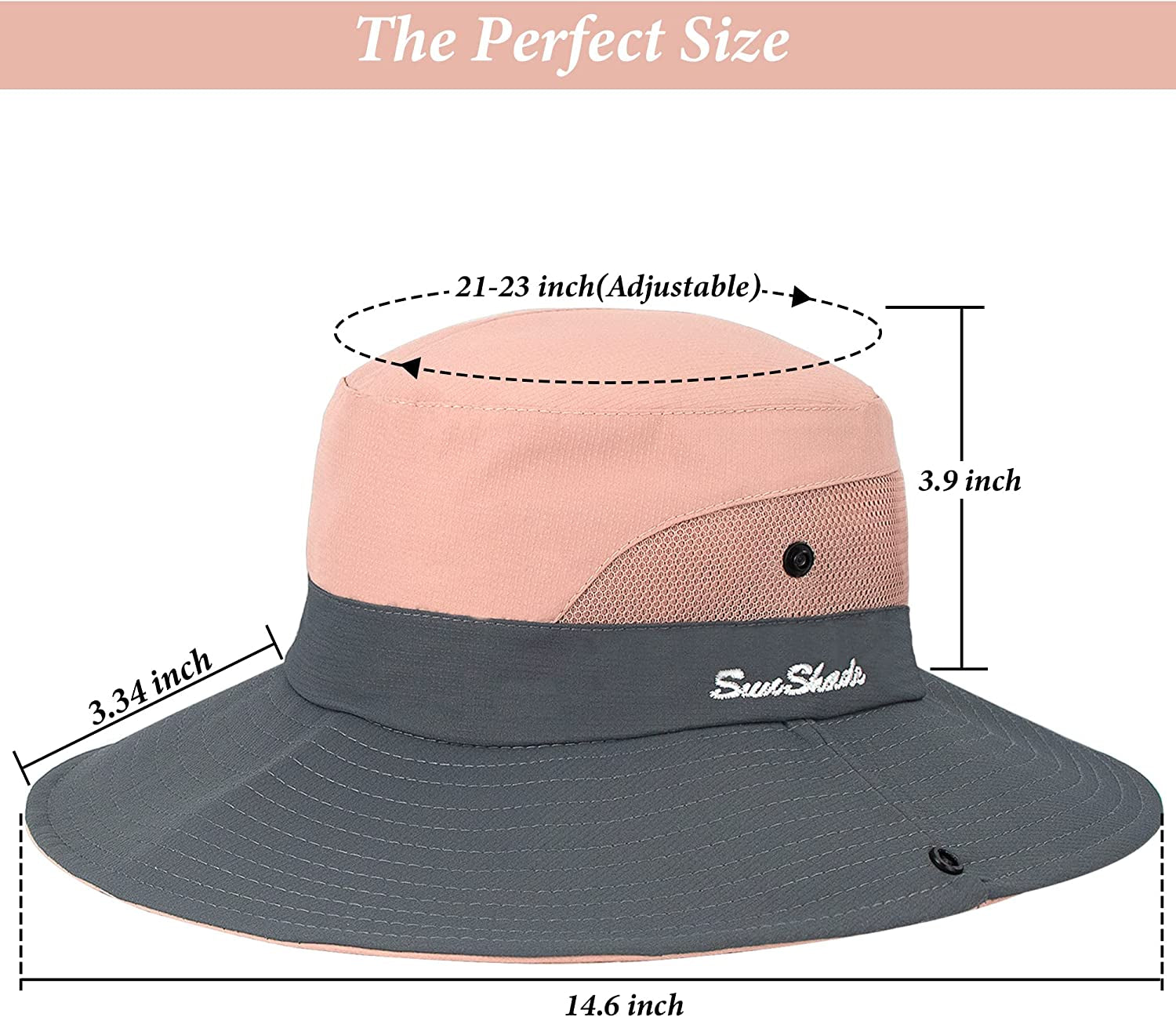 Sun Hat Womens Uv Protection Wide Brim Foldable Mesh Bucket Fishing Hat Ponytail Hole for Summer Hiking Swimming Beach Apparel & Accessories > Clothing Accessories > Hats UTOWO   