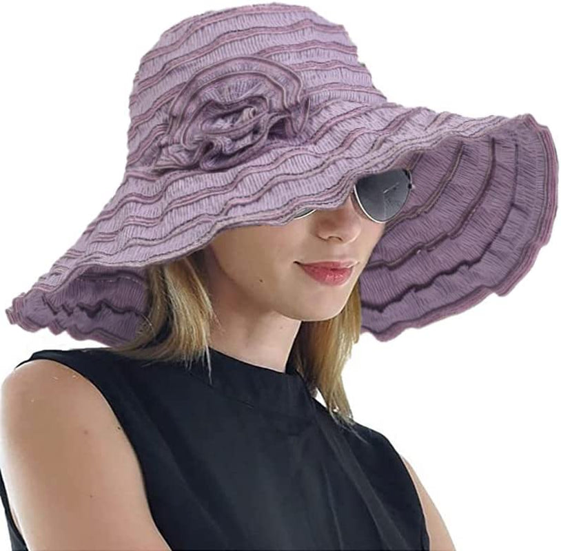 Women Folding Vintage Outdoor Sun Hats for Beach Garden Travelling UV Protection Apparel & Accessories > Clothing Accessories > Hats FORBUSITE Purple  