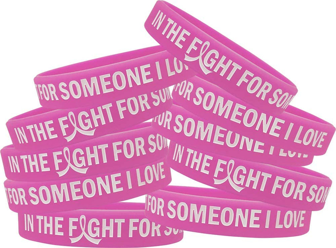 In the Fight for Someone I Love Silicone Wristband Bracelet Premium Quality 10-Pack (Assorted Colors) Apparel & Accessories > Jewelry > Bracelets Fight Like a Girl Pink  