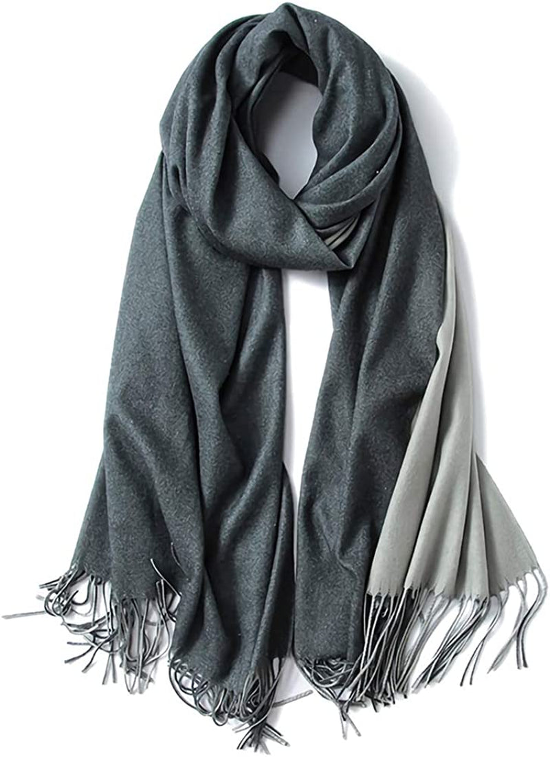 FORTREE Cashmere Feel Scarf - Lightweight Scarfs for Women, Large Soft 2 Tone Shawls and Wraps (10 Colors Available) Apparel & Accessories > Clothing Accessories > Scarves & Shawls FORTREE Dark Grey and Grey  