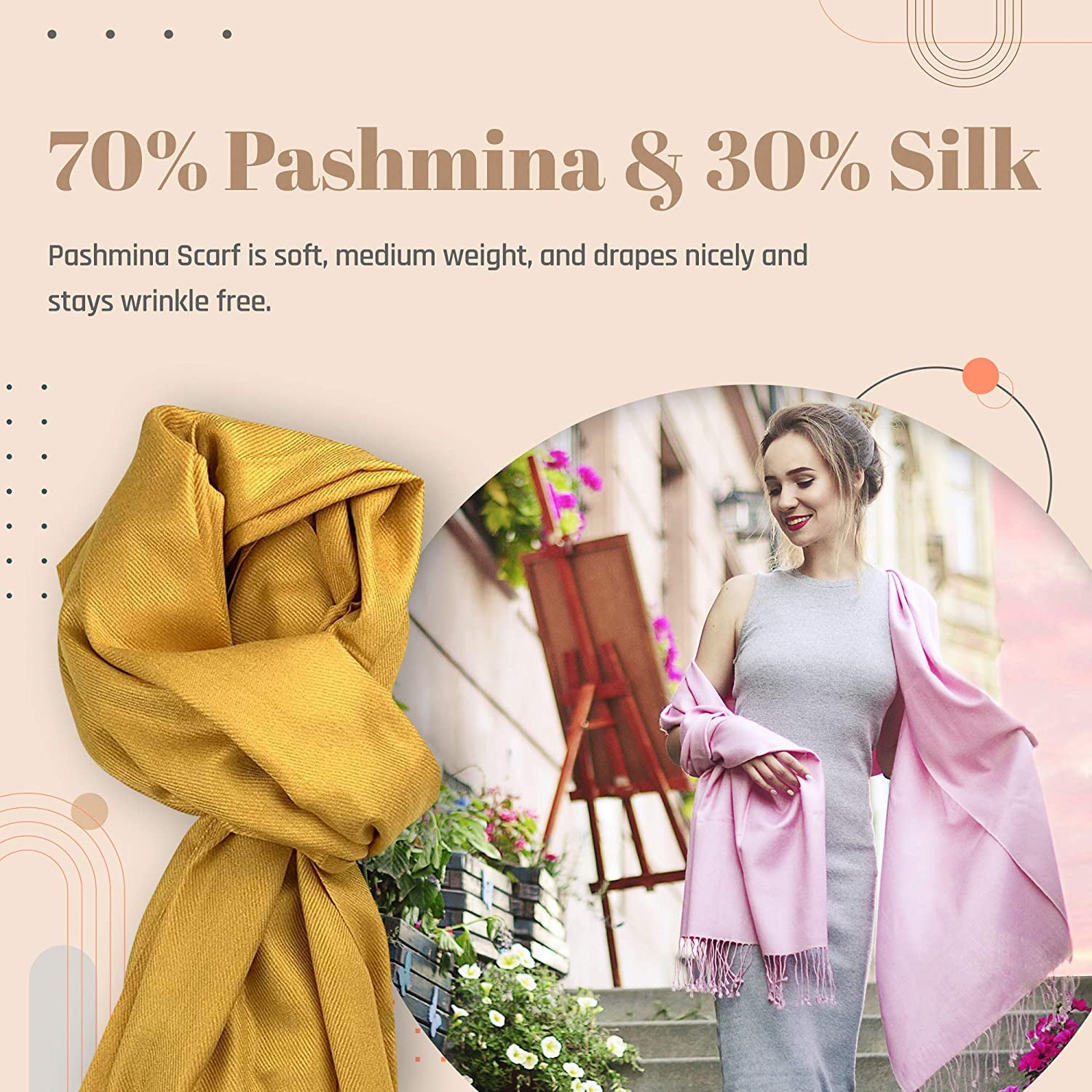 Plum Feathers Premium Solid Color and Metallic Fashion Scarf, Womens Pashmina Shawl Wrap with Fringes Apparel & Accessories > Clothing Accessories > Scarves & Shawls Plum Feathers   