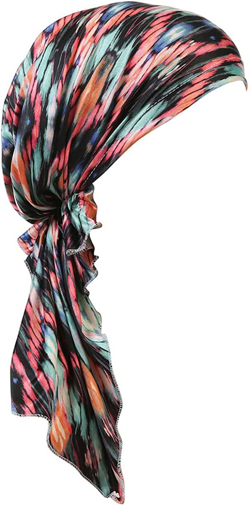 Summer Chemo Scarf Lightweight Silky Beanie Ruffle Cap Cancer Headwear for Womens Apparel & Accessories > Clothing Accessories > Headwear DancMolly Style 09,print-snakeskin  