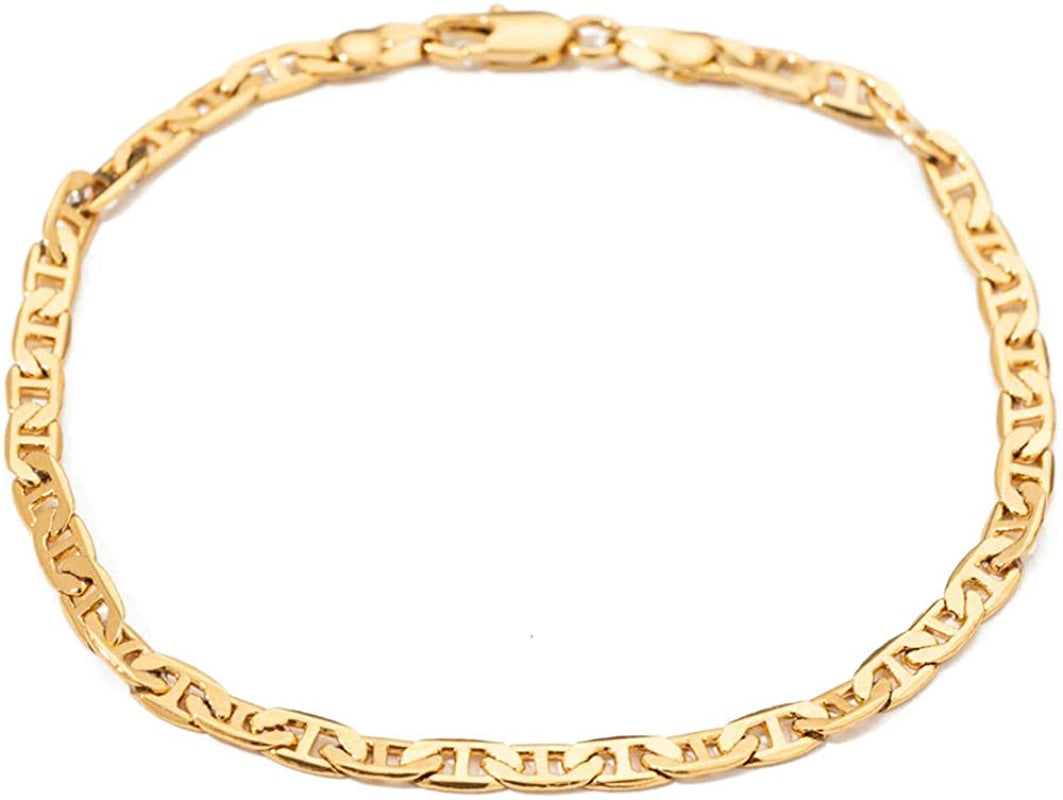 Kelistom Gold Anklet for Women Teen Girls, 14K Gold / 18K Gold/Platinum Plated Flat Mariner Link Chain Ankle Bracelets for Women 9 10 11 Inches Apparel & Accessories > Jewelry > Anklets Tomlee 18K Gold 10.0 Inches 