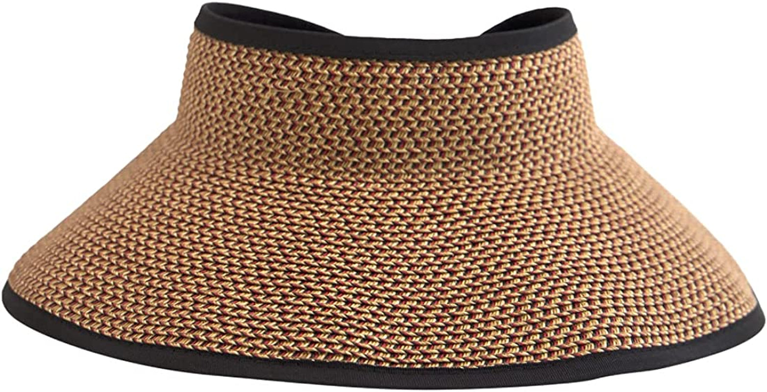 San Diego Hat Company Signature Women'S Ultrabraid Large Brim Visor with Ribbon Binding & Sweatband, Sun Hats for Women, Mixed Black/Red Apparel & Accessories > Clothing Accessories > Hats San Diego Hat Co.   