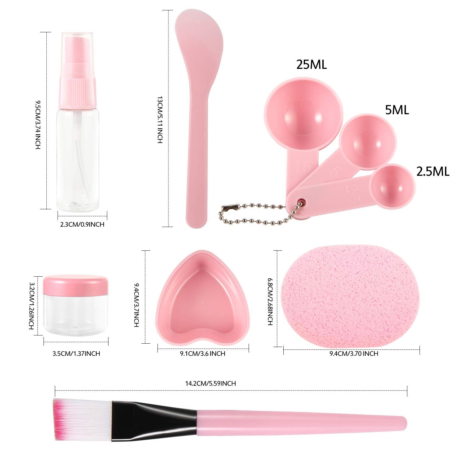 Urfashion Face Mask Mixing Bowl Set,10 in 1 Cat Shape Headband Spray Brush Stick Spatula Puff Measure Spoon Lady Face Skin Care Mask Mixing Tool Sets Health & Beauty > Personal Care > Cosmetics > Cosmetic Tools > Skin Care Tools URfashion   