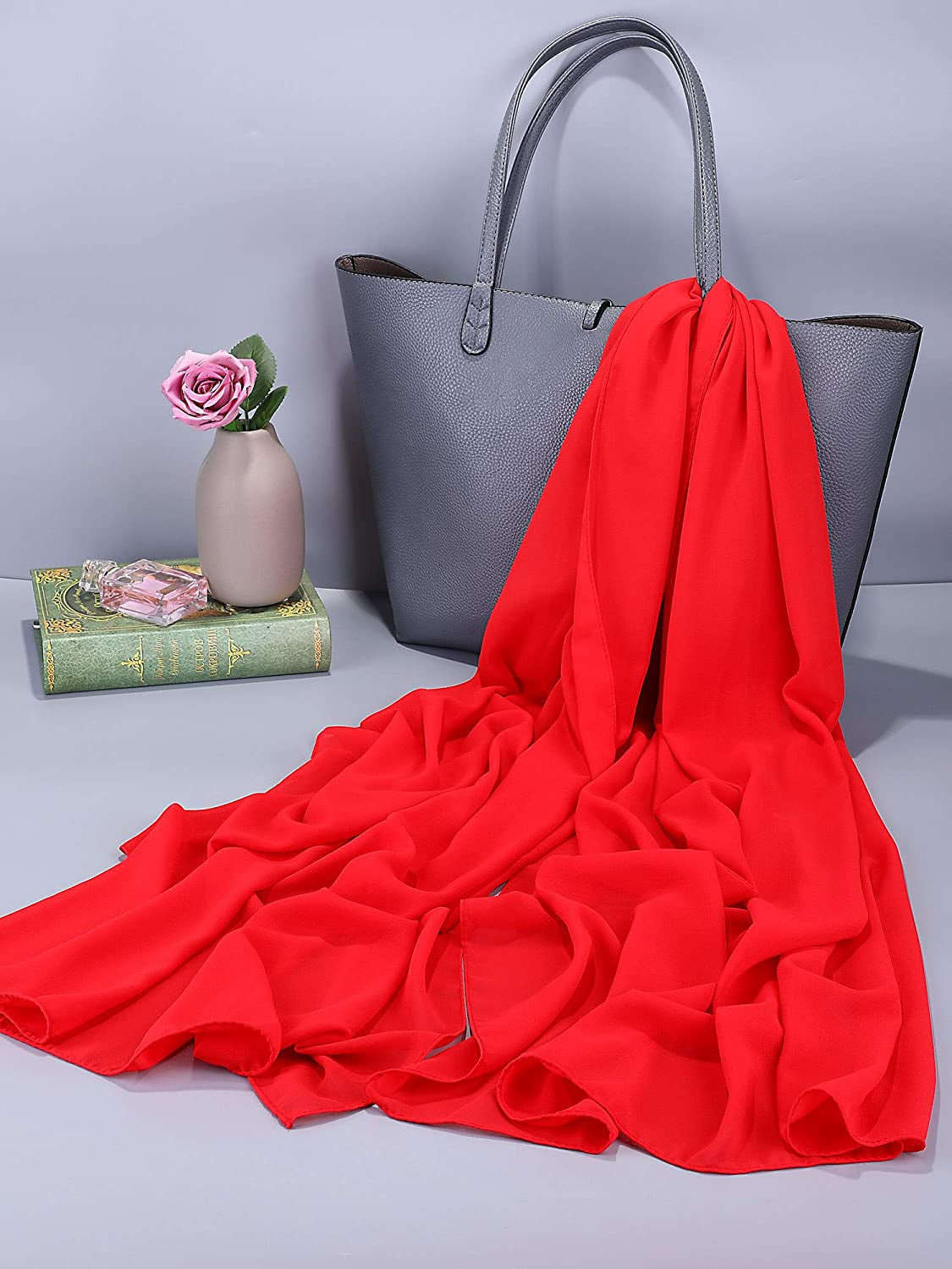WILLBOND Womens Shawl Chiffon Bridal Evening Soft Wrap Scarf, Chiffon Scarf Ribbon Scarf Satin Scarf for Women and Girls Apparel & Accessories > Clothing Accessories > Scarves & Shawls Willbond   