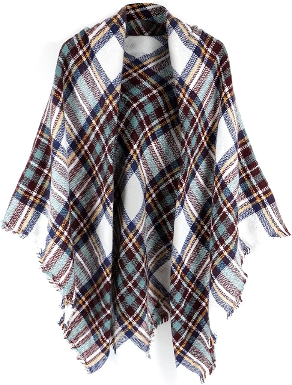 Neal LINK Women'S Plaid Scarf Blanket Wrap Warm Tartan Checked Shawl Tartan Scarves Pashmina Cape Apparel & Accessories > Clothing Accessories > Scarves & Shawls Neal LINK White Brown  