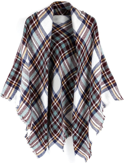 Neal LINK Women'S Plaid Scarf Blanket Wrap Warm Tartan Checked Shawl Tartan Scarves Pashmina Cape Apparel & Accessories > Clothing Accessories > Scarves & Shawls Neal LINK White Brown  